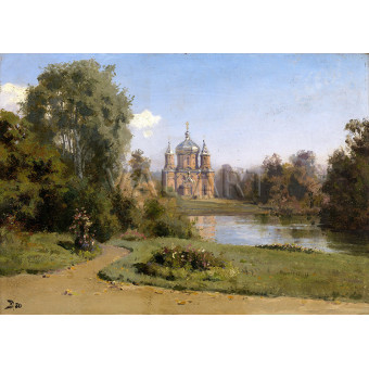 РЕПРОДУКЦИИ НА КАРТИНИ Църква край езеро (1880)